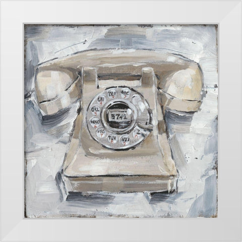 Retro Phone II White Modern Wood Framed Art Print by Harper, Ethan
