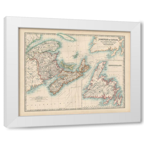 Johnstons Map of Canada White Modern Wood Framed Art Print by Johnston