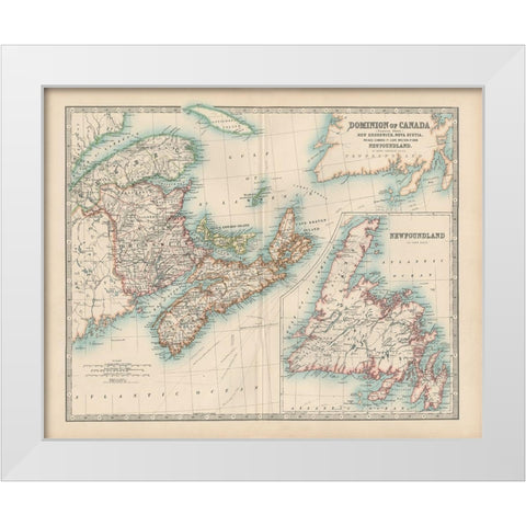 Johnstons Map of Canada White Modern Wood Framed Art Print by Johnston