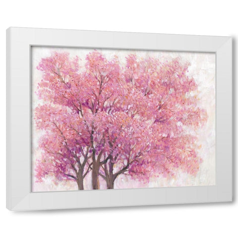 Pink Cherry Blossom Tree I White Modern Wood Framed Art Print by OToole, Tim