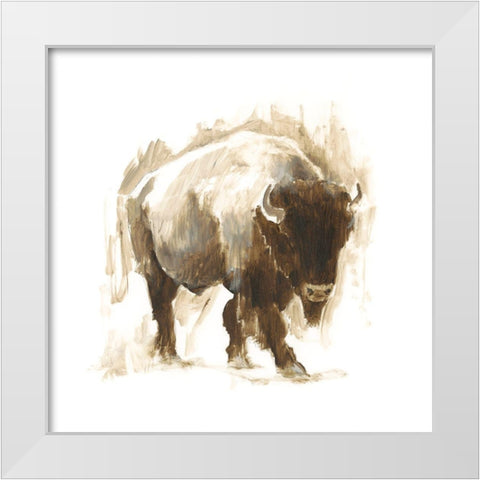 Rustic Bison I White Modern Wood Framed Art Print by Harper, Ethan