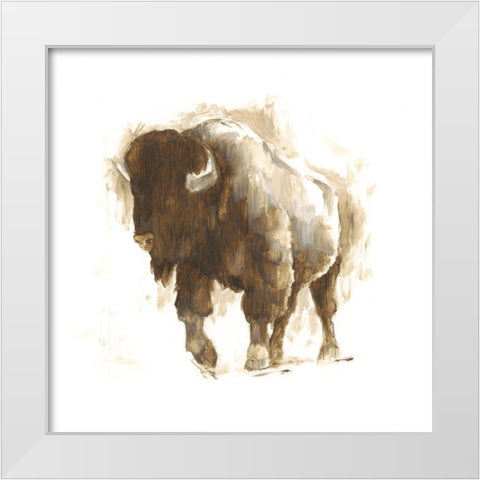 Rustic Bison II White Modern Wood Framed Art Print by Harper, Ethan