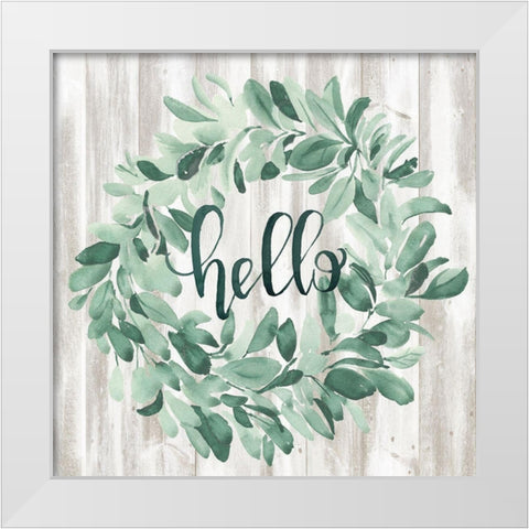 Welcome Wreath I White Modern Wood Framed Art Print by Parker, Jennifer Paxton