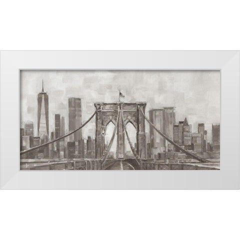 New York Panoramic White Modern Wood Framed Art Print by Harper, Ethan