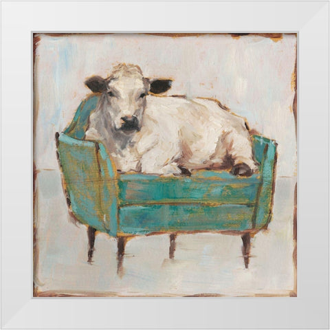 Moo-ving In I White Modern Wood Framed Art Print by Harper, Ethan