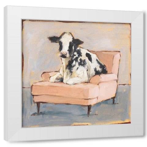 Moo-ving In II White Modern Wood Framed Art Print by Harper, Ethan