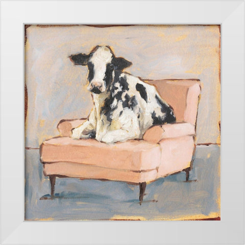 Moo-ving In II White Modern Wood Framed Art Print by Harper, Ethan