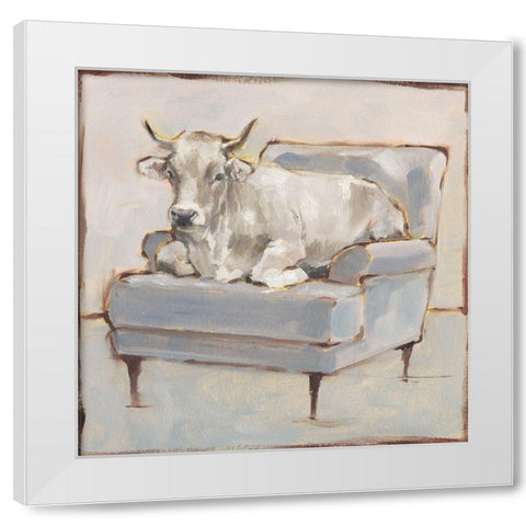 Moo-ving In III White Modern Wood Framed Art Print by Harper, Ethan