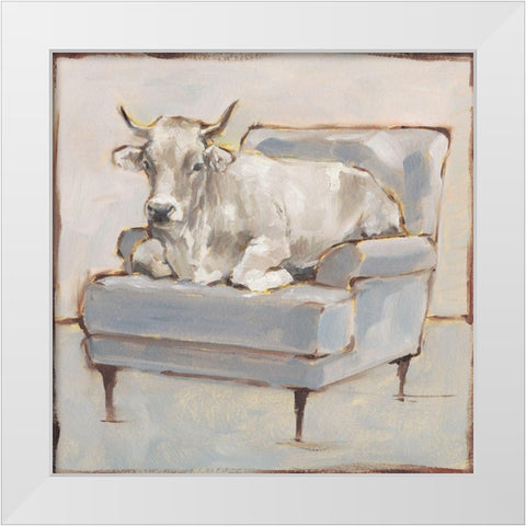 Moo-ving In III White Modern Wood Framed Art Print by Harper, Ethan
