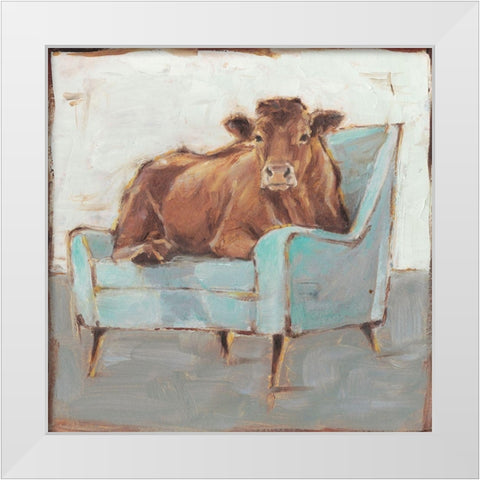 Moo-ving In IV White Modern Wood Framed Art Print by Harper, Ethan