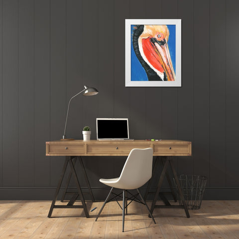 Vibrant Pelican II White Modern Wood Framed Art Print by Parker, Jennifer Paxton