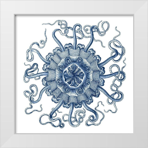 Navy Ocean Gems II White Modern Wood Framed Art Print by Vision Studio