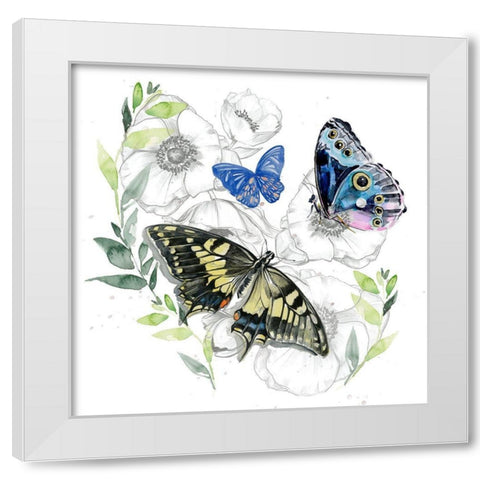 Butterfly Floral I White Modern Wood Framed Art Print by Parker, Jennifer Paxton