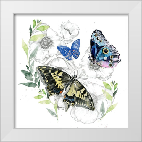 Butterfly Floral I White Modern Wood Framed Art Print by Parker, Jennifer Paxton