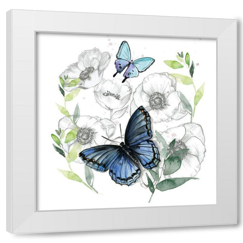 Butterfly Floral II White Modern Wood Framed Art Print by Parker, Jennifer Paxton