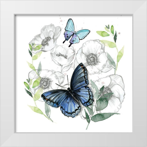 Butterfly Floral II White Modern Wood Framed Art Print by Parker, Jennifer Paxton