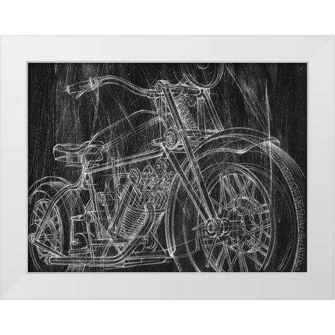 Motorcycle Mechanical Sketch I White Modern Wood Framed Art Print by Harper, Ethan