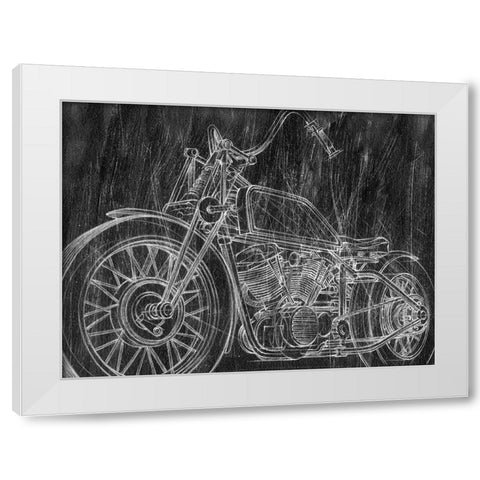 Motorcycle Mechanical Sketch II White Modern Wood Framed Art Print by Harper, Ethan