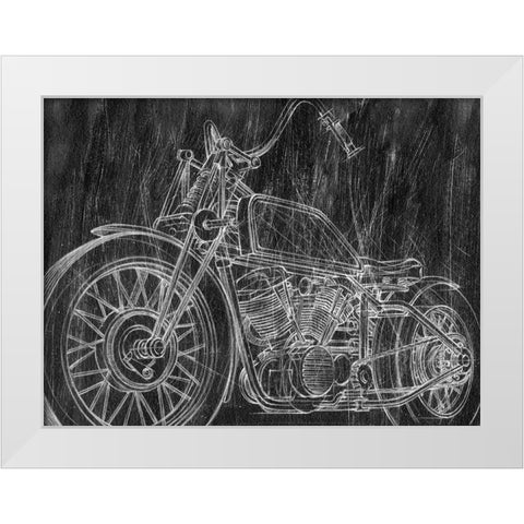 Motorcycle Mechanical Sketch II White Modern Wood Framed Art Print by Harper, Ethan