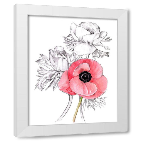 Anemone by Number I White Modern Wood Framed Art Print by Parker, Jennifer Paxton