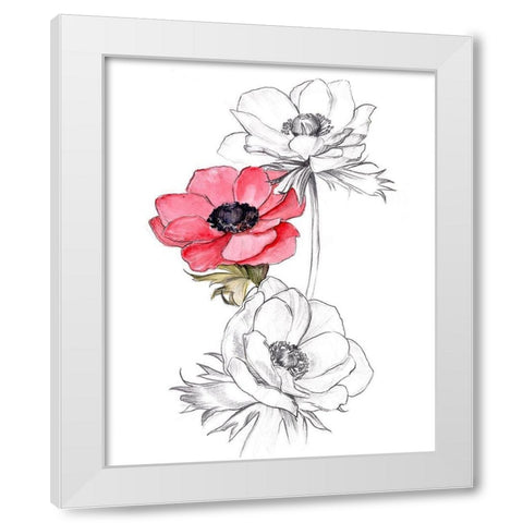 Anemone by Number II White Modern Wood Framed Art Print by Parker, Jennifer Paxton