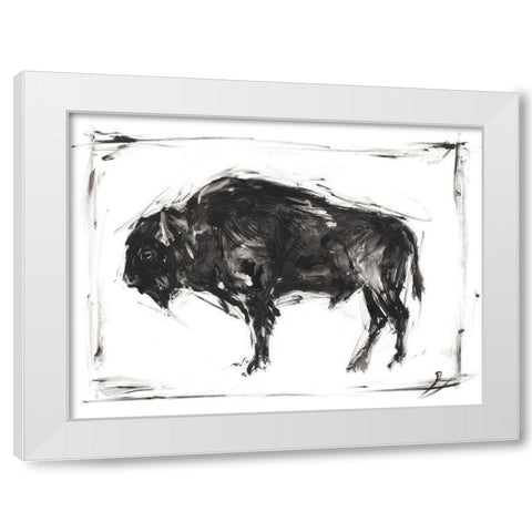 Dynamic Bison II White Modern Wood Framed Art Print by Harper, Ethan