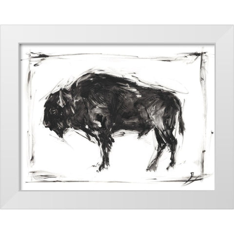 Dynamic Bison II White Modern Wood Framed Art Print by Harper, Ethan