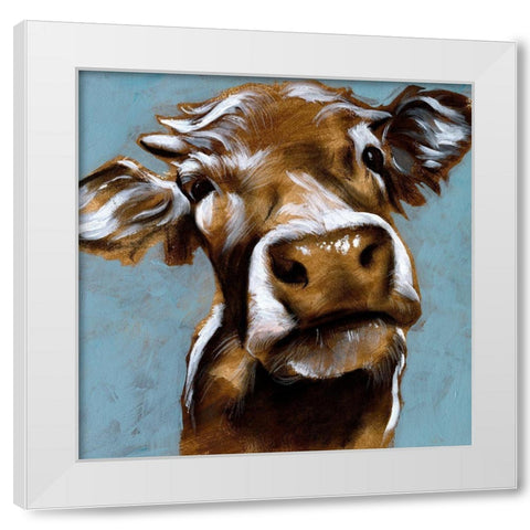 Cow Kisses I White Modern Wood Framed Art Print by Parker, Jennifer Paxton