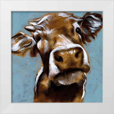 Cow Kisses I White Modern Wood Framed Art Print by Parker, Jennifer Paxton