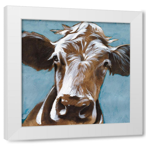 Cow Kisses II White Modern Wood Framed Art Print by Parker, Jennifer Paxton