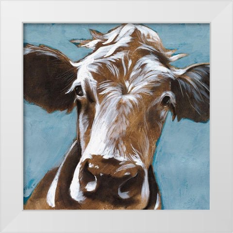 Cow Kisses II White Modern Wood Framed Art Print by Parker, Jennifer Paxton