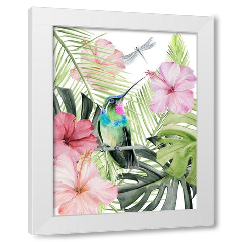 Hibiscus and Hummingbird II White Modern Wood Framed Art Print by Parker, Jennifer Paxton