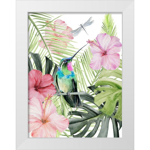 Hibiscus and Hummingbird II White Modern Wood Framed Art Print by Parker, Jennifer Paxton