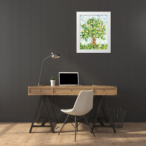 Quilted Tree I White Modern Wood Framed Art Print by Harper, Ethan