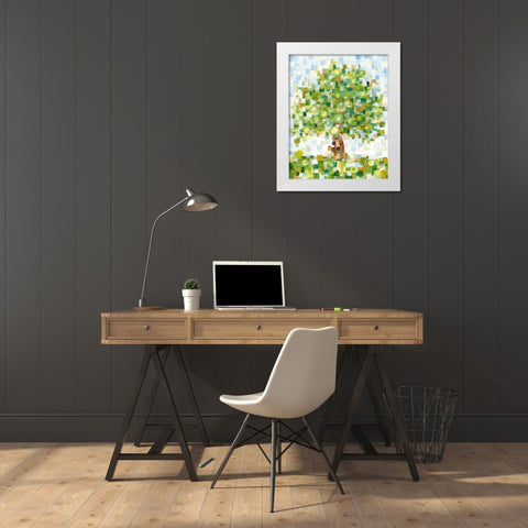 Quilted Tree II White Modern Wood Framed Art Print by Harper, Ethan