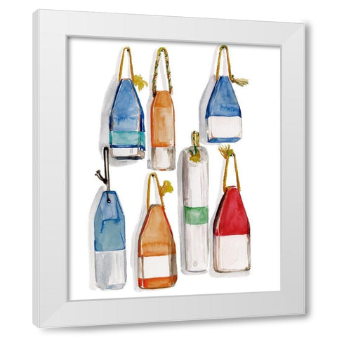 Watercolor Buoys I White Modern Wood Framed Art Print by Parker, Jennifer Paxton