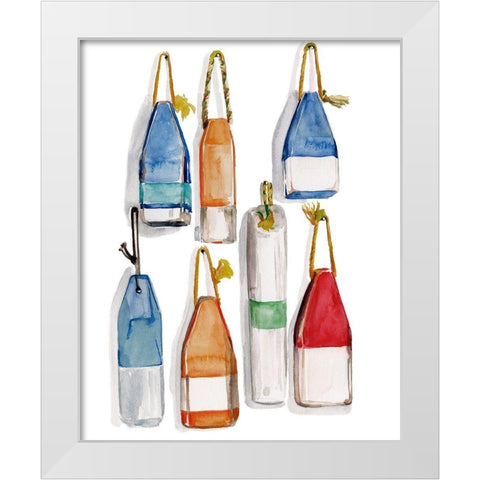 Watercolor Buoys I White Modern Wood Framed Art Print by Parker, Jennifer Paxton