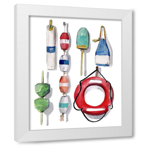 Watercolor Buoys II White Modern Wood Framed Art Print by Parker, Jennifer Paxton