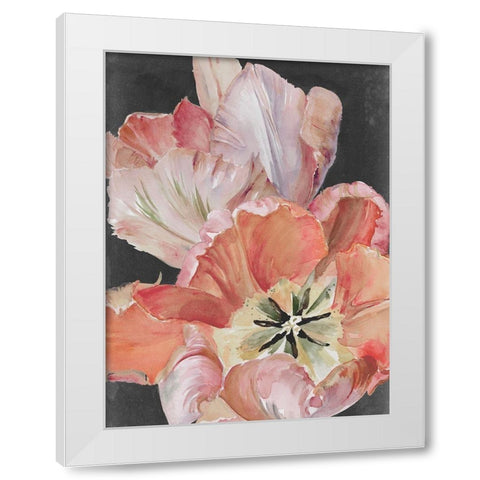 Pastel Parrot Tulips I White Modern Wood Framed Art Print by Parker, Jennifer Paxton