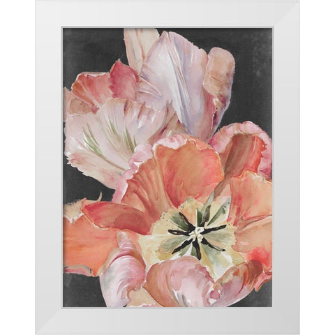 Pastel Parrot Tulips I White Modern Wood Framed Art Print by Parker, Jennifer Paxton