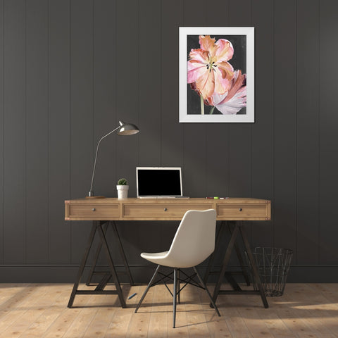 Pastel Parrot Tulips II White Modern Wood Framed Art Print by Parker, Jennifer Paxton