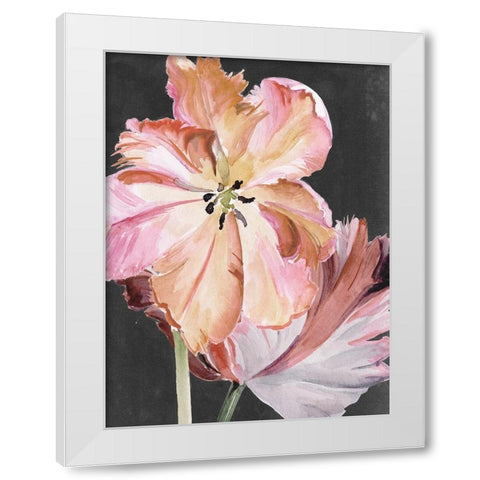 Pastel Parrot Tulips II White Modern Wood Framed Art Print by Parker, Jennifer Paxton