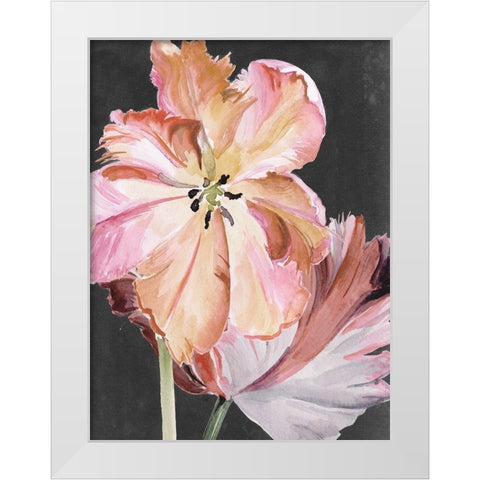 Pastel Parrot Tulips II White Modern Wood Framed Art Print by Parker, Jennifer Paxton