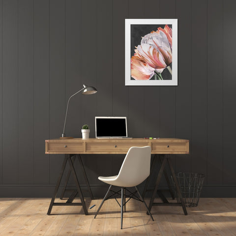 Pastel Parrot Tulips III White Modern Wood Framed Art Print by Parker, Jennifer Paxton