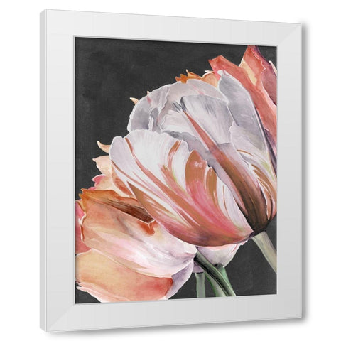 Pastel Parrot Tulips III White Modern Wood Framed Art Print by Parker, Jennifer Paxton