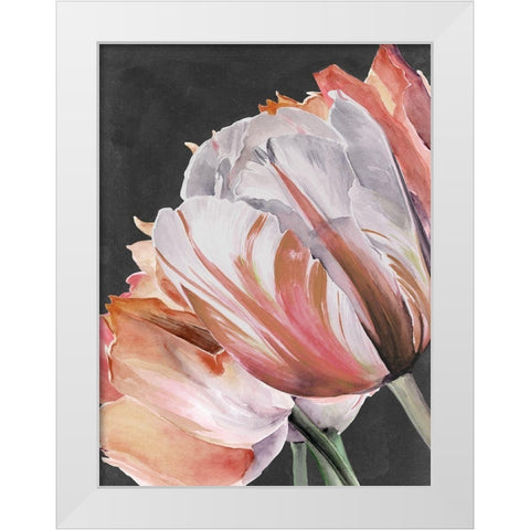 Pastel Parrot Tulips III White Modern Wood Framed Art Print by Parker, Jennifer Paxton