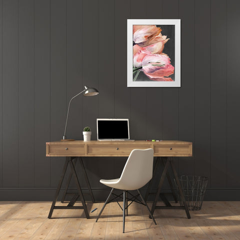 Pastel Parrot Tulips IV White Modern Wood Framed Art Print by Parker, Jennifer Paxton