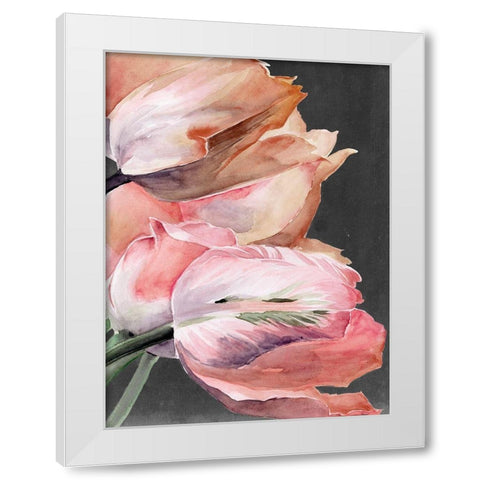 Pastel Parrot Tulips IV White Modern Wood Framed Art Print by Parker, Jennifer Paxton