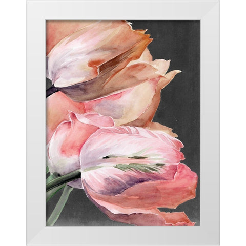 Pastel Parrot Tulips IV White Modern Wood Framed Art Print by Parker, Jennifer Paxton