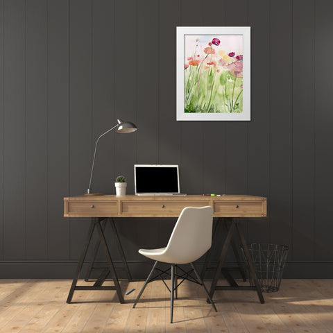 Among the Watercolor Wildflowers I White Modern Wood Framed Art Print by Parker, Jennifer Paxton